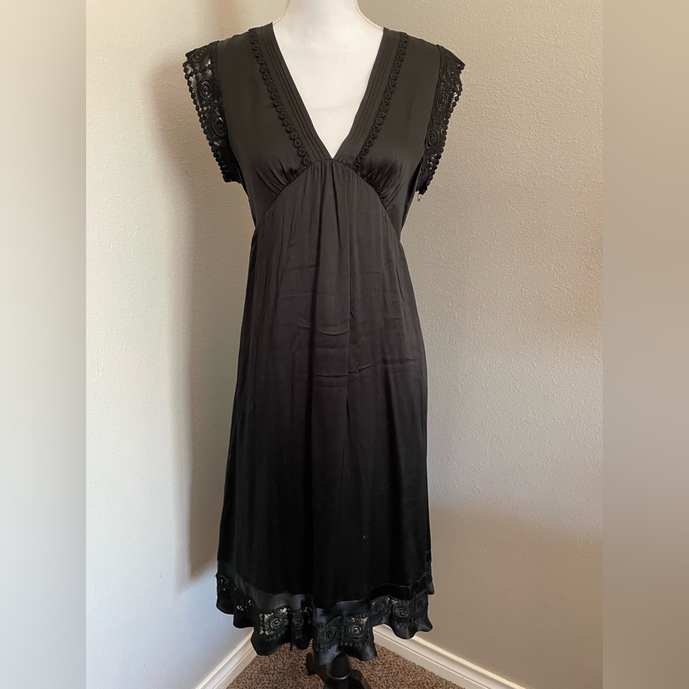 Black silk midi dress